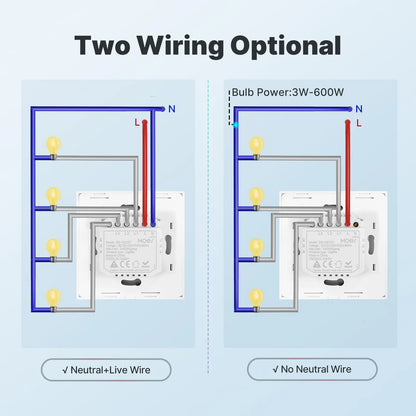 MOES ZigBee Smart Light Switch, Neutral & No-Neutral Wire Alexa & Google Home Compatible EU  Version