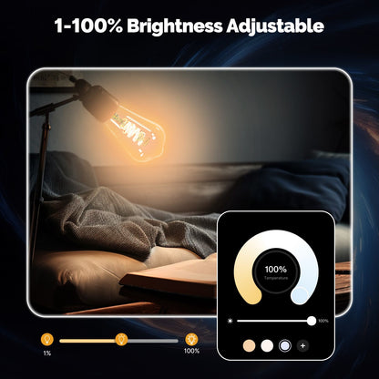 WiFi E27 Smart Edison LED Glühbirnen 16 Millionen RGB Farbwechsel 2700K-6500K Dimmbar