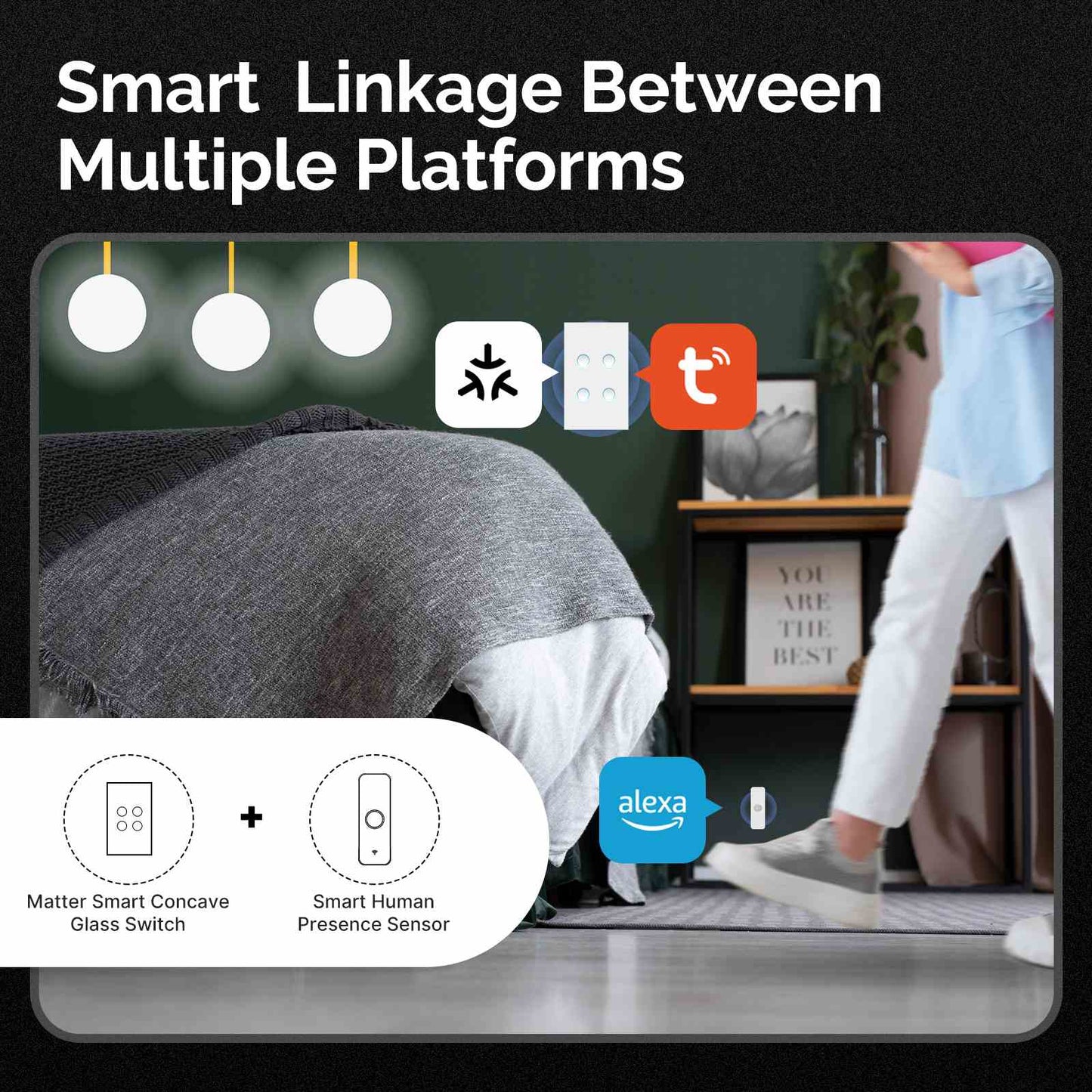 Matter WiFi Smart Light Switch Concave Glass Panel Neutral Wire Required US Version