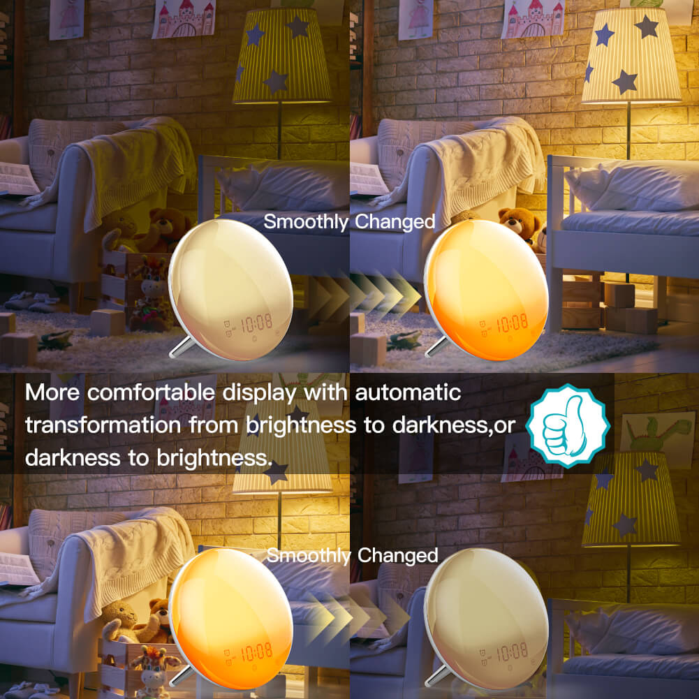 WiFi Smart Wake Up Light sveglia da lavoro con 7 colori Sunrise/Sunset  Smart Life Tuya APP funziona con Alexa Google Home