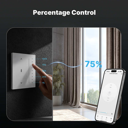 Star Feather Series Zigbee Smart Curtain Switch Anti-Glare Touch Panel Flowing Backlight EU Version