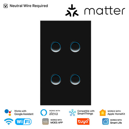 Matter WiFi Smart Lichtschalter Konkave Glasplatte Neutralleiter erforderlich US-Version