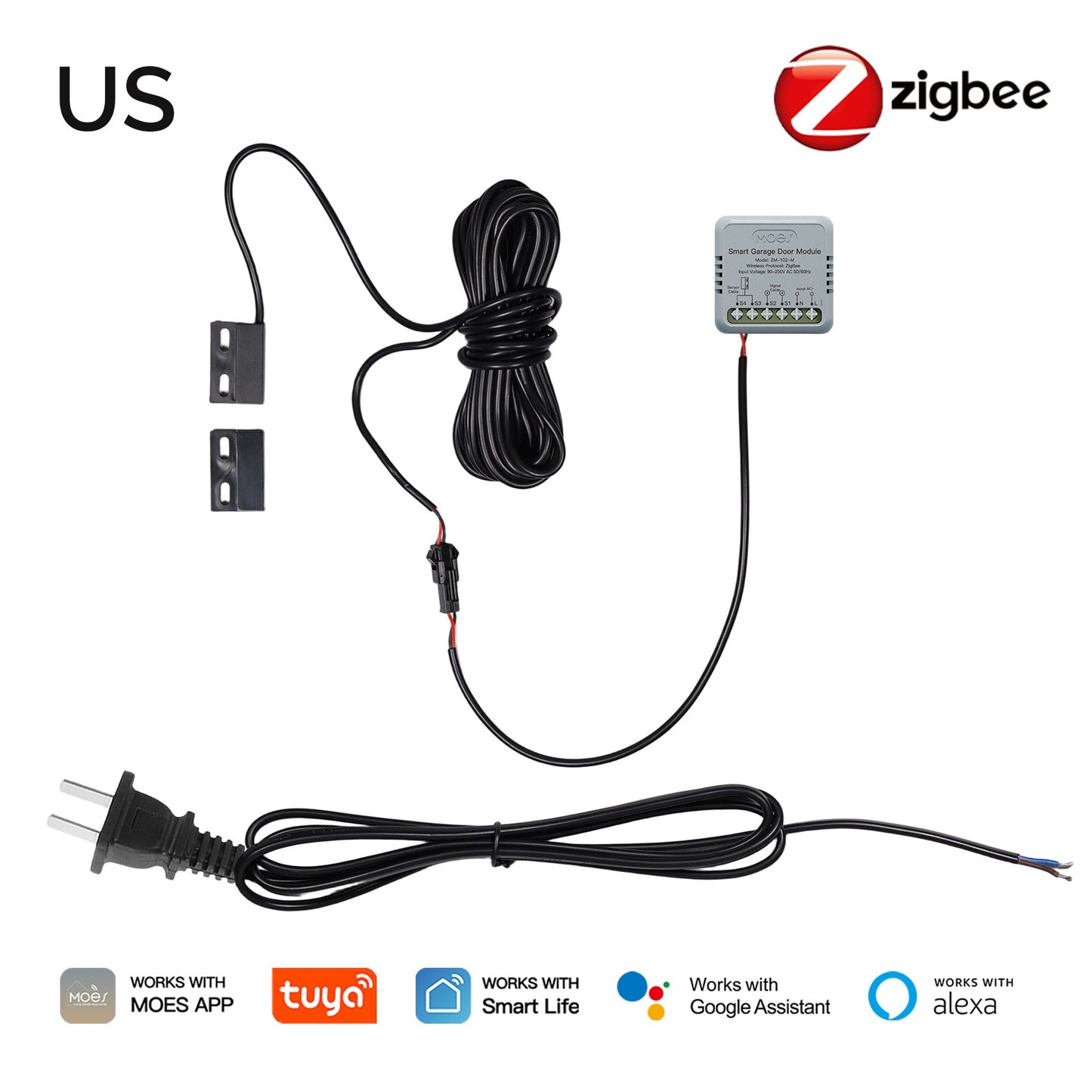 Zigbee Garage Door Controller Module Works with Tuya/Smart Life Alexa & Google Home Voice Control