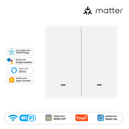 Matter WiFi Smart Push Button Light Switch App Control Neutral Wire Required EU Verison