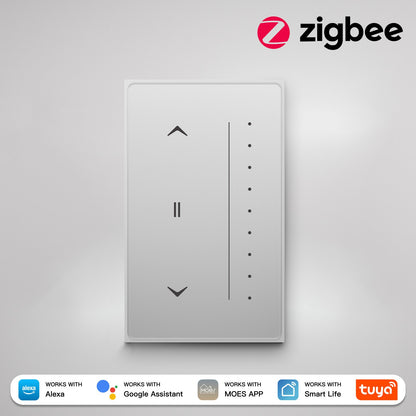 Zigbee Smart Curtain Switch Star Feather Series Anti-Glare Touch Panel Flowing Backlight US Version
