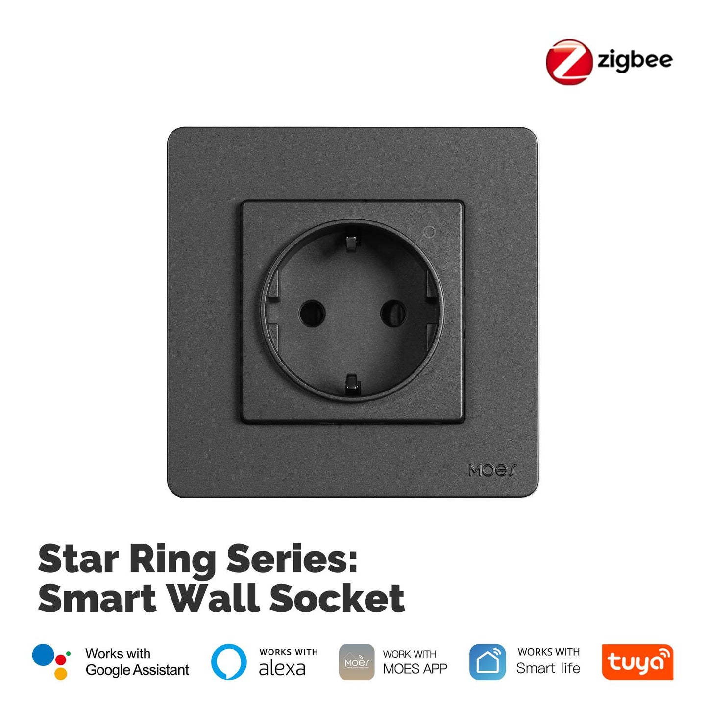 Star Ring ZigBee Smart Socket EU Wall Embedded Outlet Energy Monitor