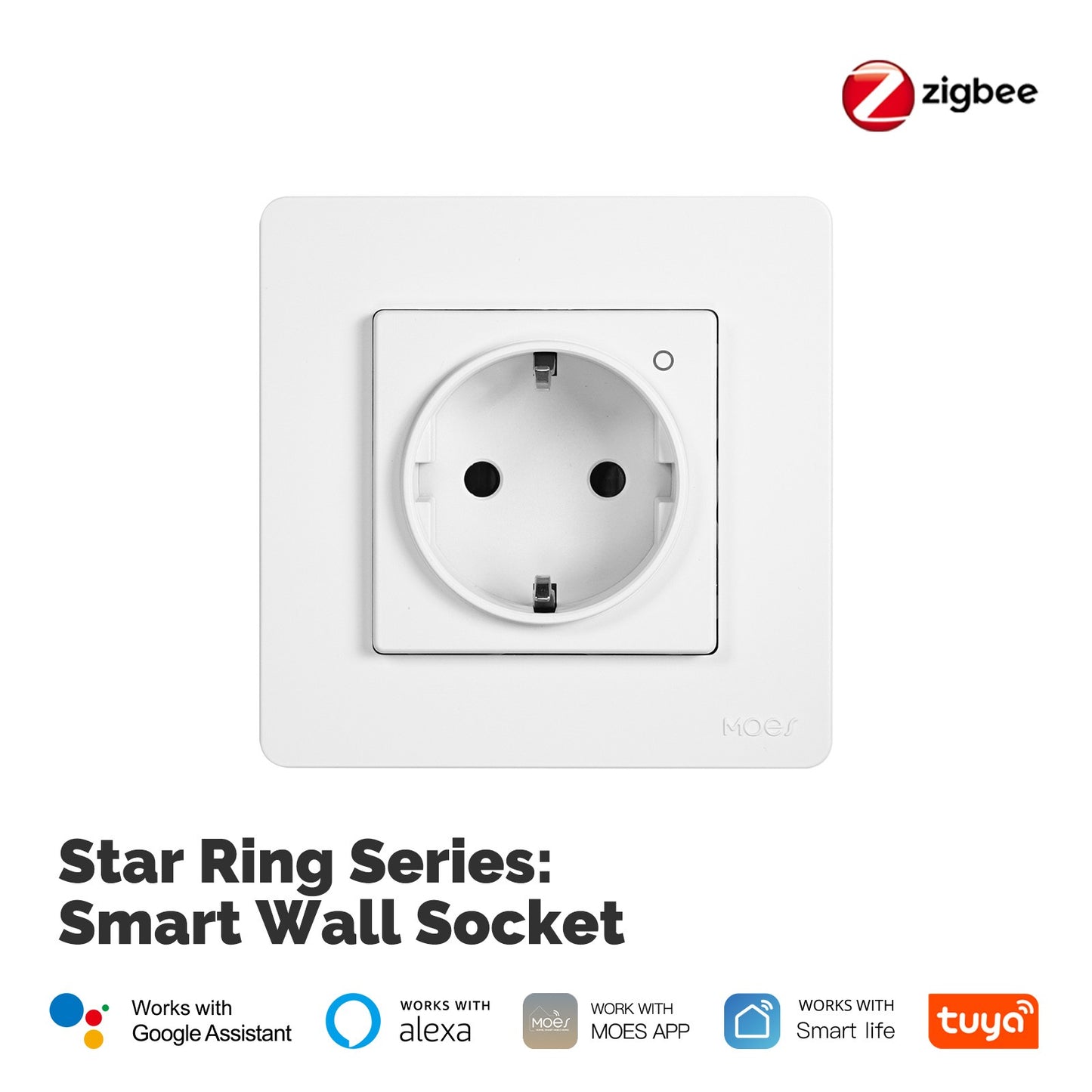 Star Ring ZigBee Smart Socket EU Wall Embedded Outlet Energy Monitor