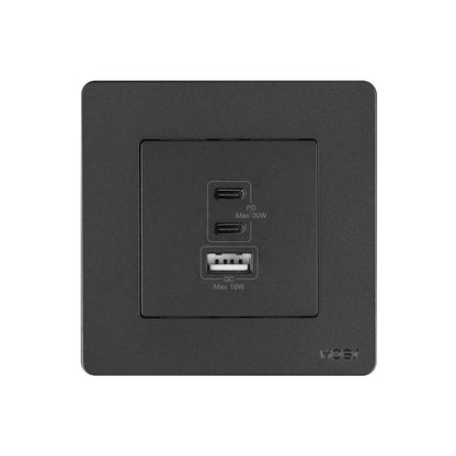 Star Ring 30 W Schnellladegerät PD3.0 Wandsteckdose Ladegerät GaN-Buchse 3 Anschlüsse Typ C USB A