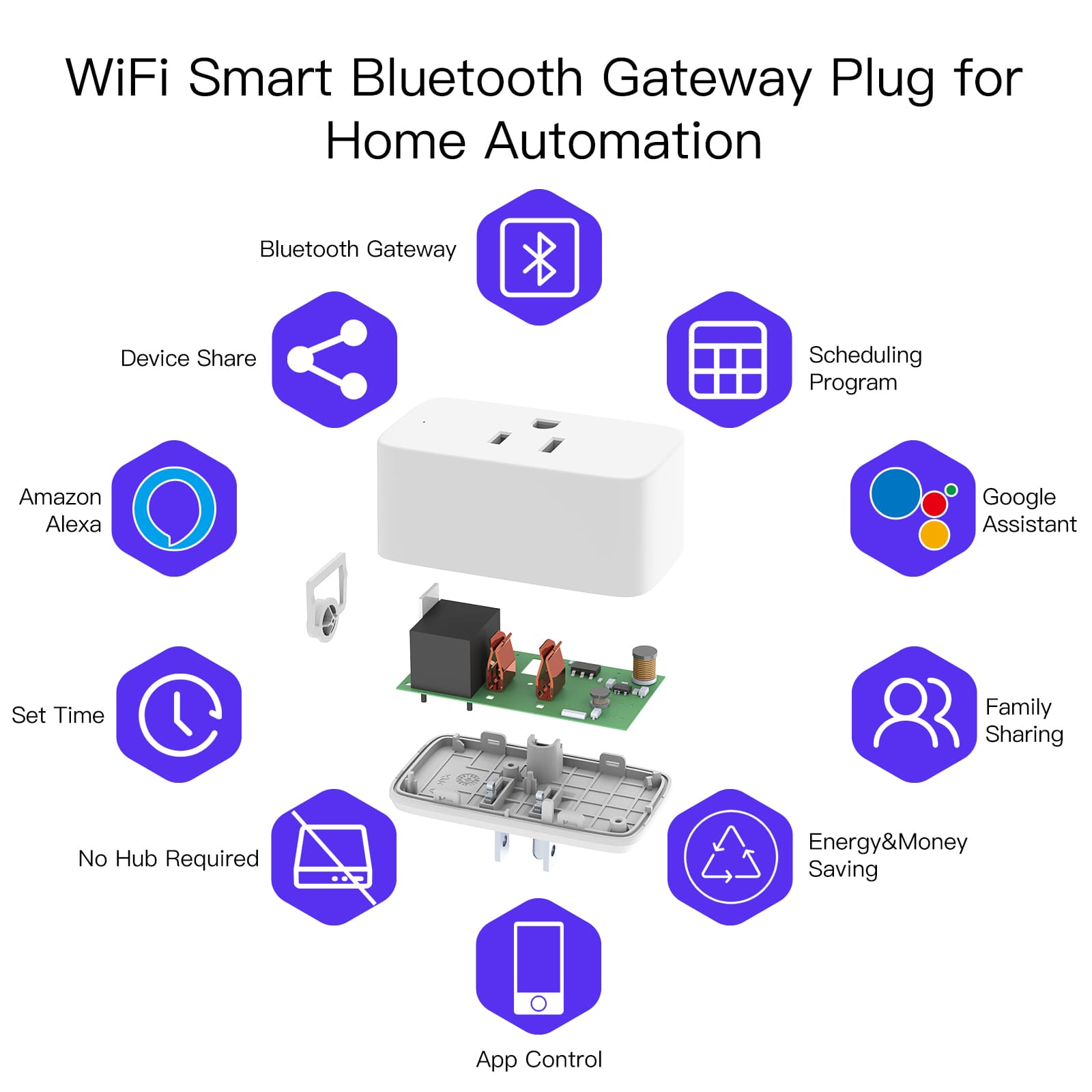 Bluetooth Mesh SIG Smart Plug Socket 16A Outlet Remote Control