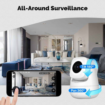 Smart WiFi Camera Indoor 3MP HD Home Monitoring Surveillace Work with Alexa Google Home