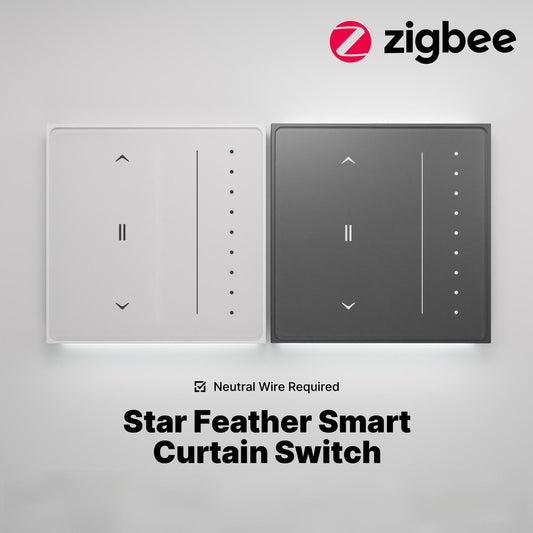 Star Feather Series Zigbee Smart Curtain Switch Anti-Glare Touch Panel Flowing Backlight