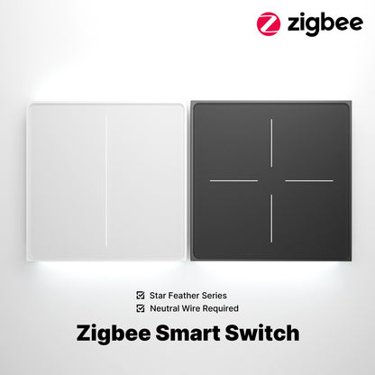 Star Feather Series ZigBee Smart Switch Push Button With Neutral Wire Light Scene 2in1 Switch EU Version