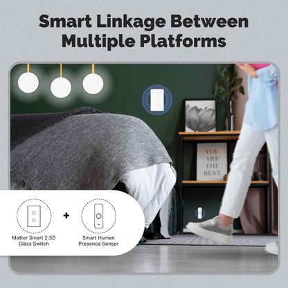 Tuya Matter WiFi Smart Light Switch 2.5D Glass Panel Neutral Wire Required US Version