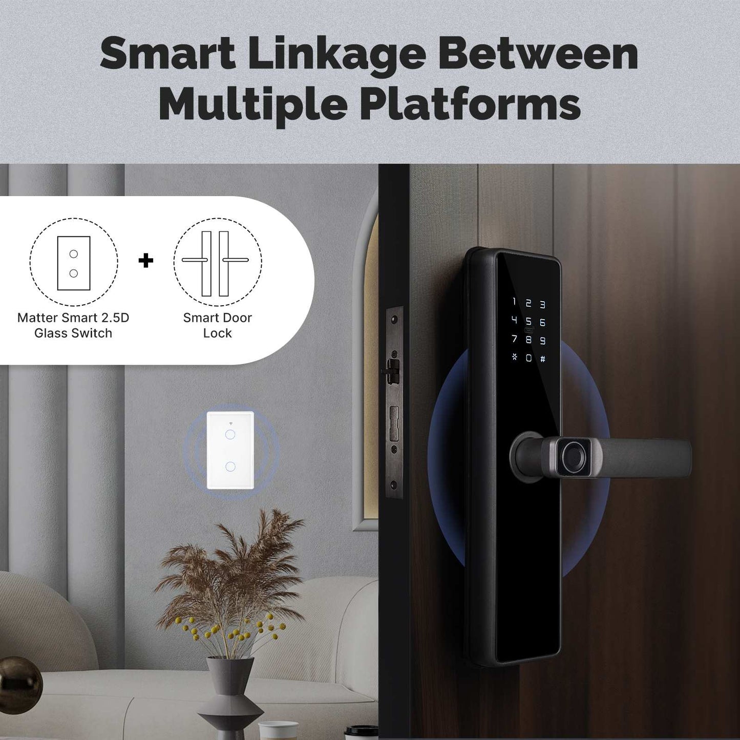 Tuya Matter WiFi Smart Light Switch 2.5D Glass Panel Neutral Wire Required US Version