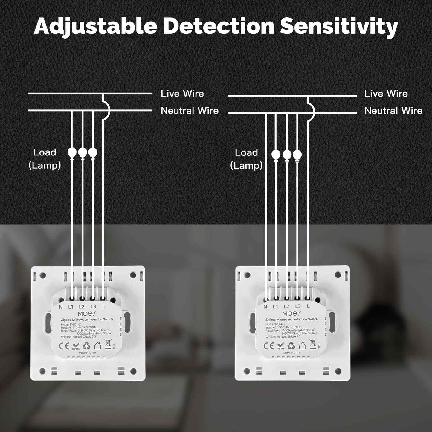 Tuya Zigbee Smart Human Presence mmWave Radar Detection Wall Light Switch Neutral Wire Optional EU Version
