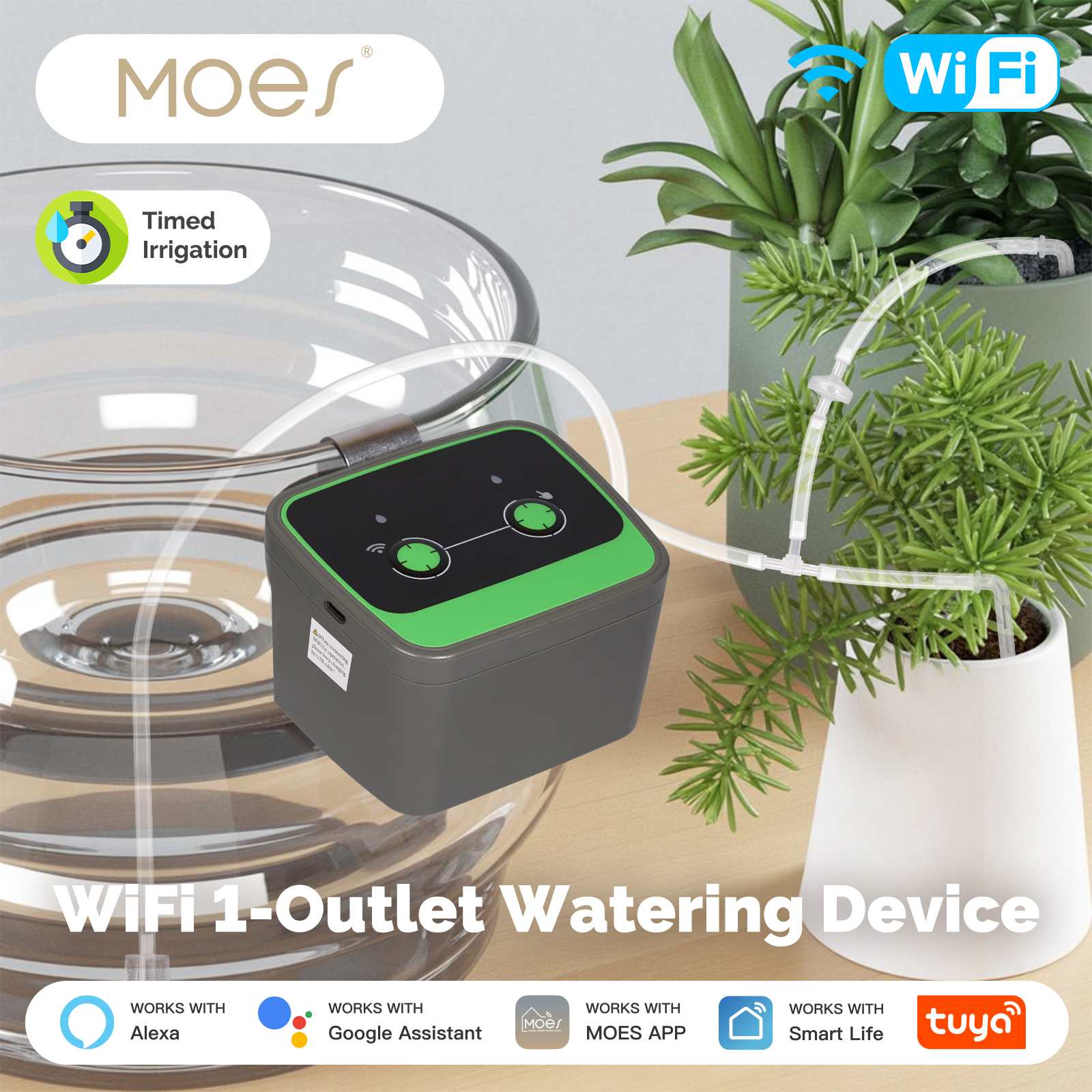 wifi indoor plant watering MOES MOES Tuya WiFi Watering Device Irrigation Automation Drip Pump Timer Smart Cycle Soak Work with Alexa Google Home Smart Life APP Remote Voice Con