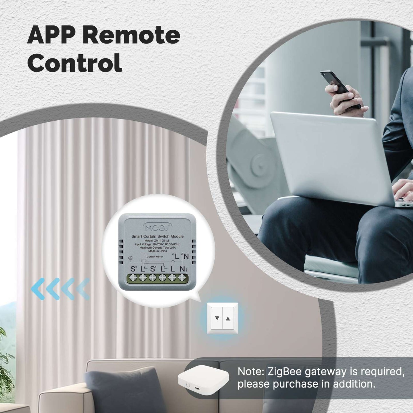ZigBee Smart Curtain Switch Module Mini Design  App Remote Control
