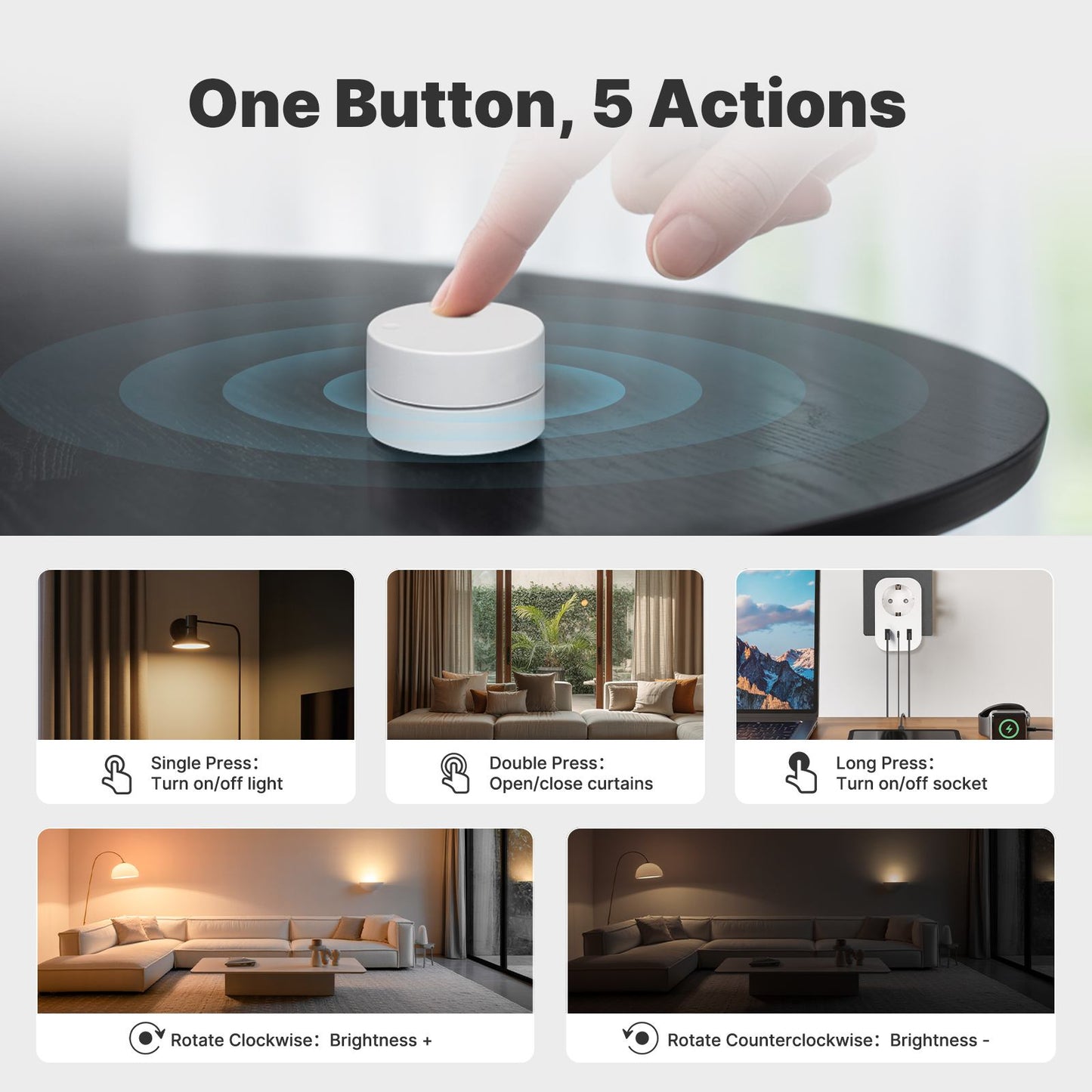 ZigBee Smart Scene Button with Rotary Dimmer Multi-control