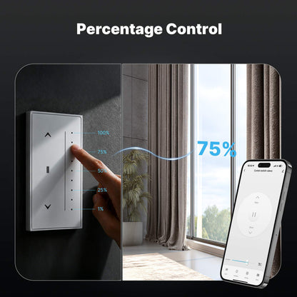 Zigbee Smart Curtain Switch Star Feather Series Anti-Glare Touch Panel Flowing Backlight US Version