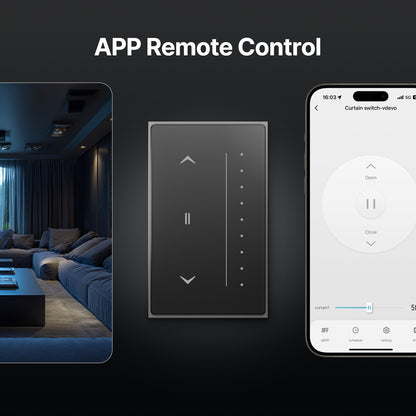 Zigbee Smart Curtain Switch Star Feather Series Anti-Glare Touch Panel Flowing Backlight US Version