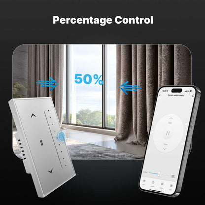 Zigbee Smart Curtain Switch Star Feather Series Anti-Glare Touch Panel Flowing Backlight US Version