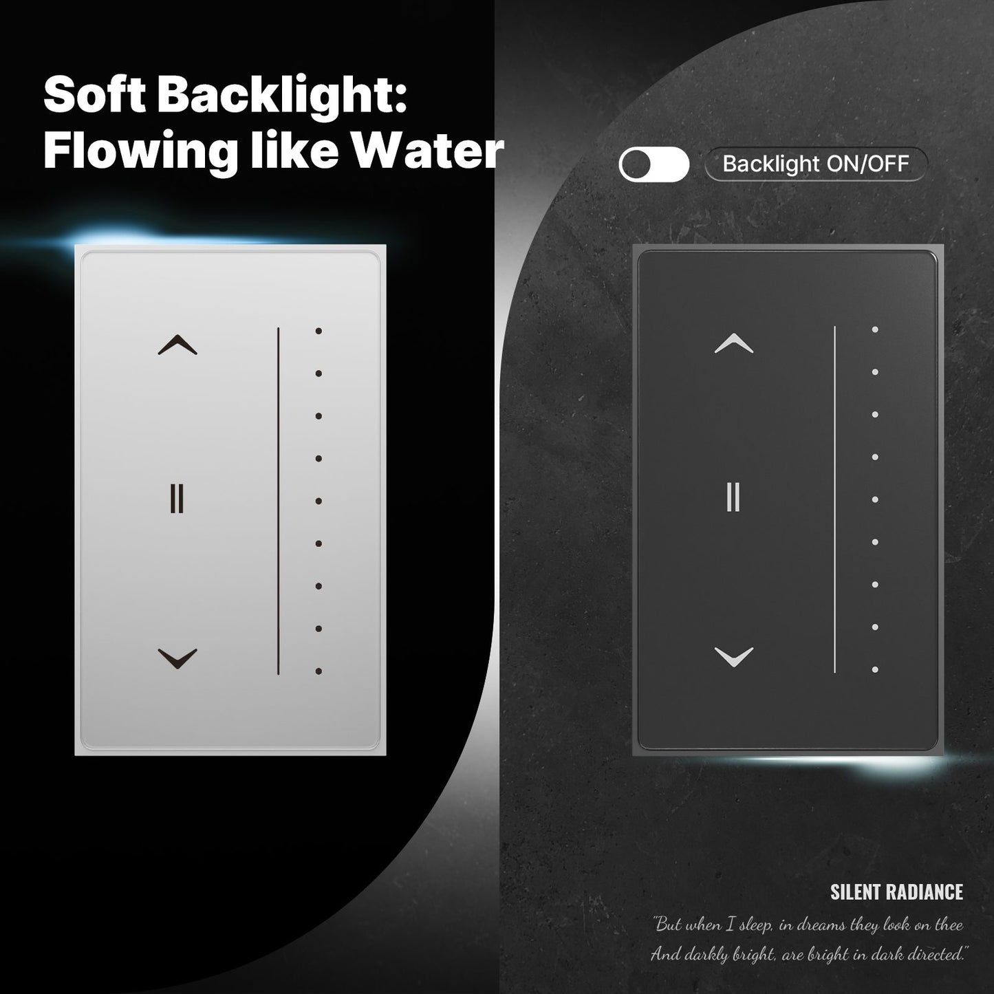 Zigbee Smart Curtain Switch Star Feather Series Anti-Glare Touch Panel Flowing Backlight US Version