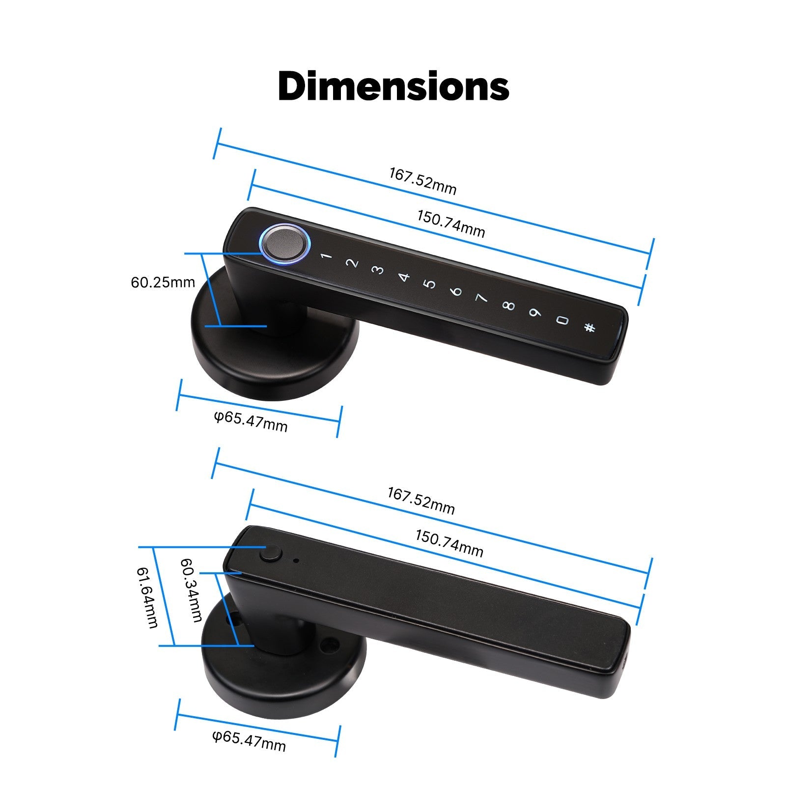 Bluetooth Smart Door Lock with Passcode keypad, Biometric Entry Doorknob with Handle - MOES