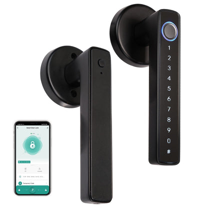 Bluetooth Smart Door Lock with Passcode keypad, Biometric Entry Doorknob with Handle - MOES