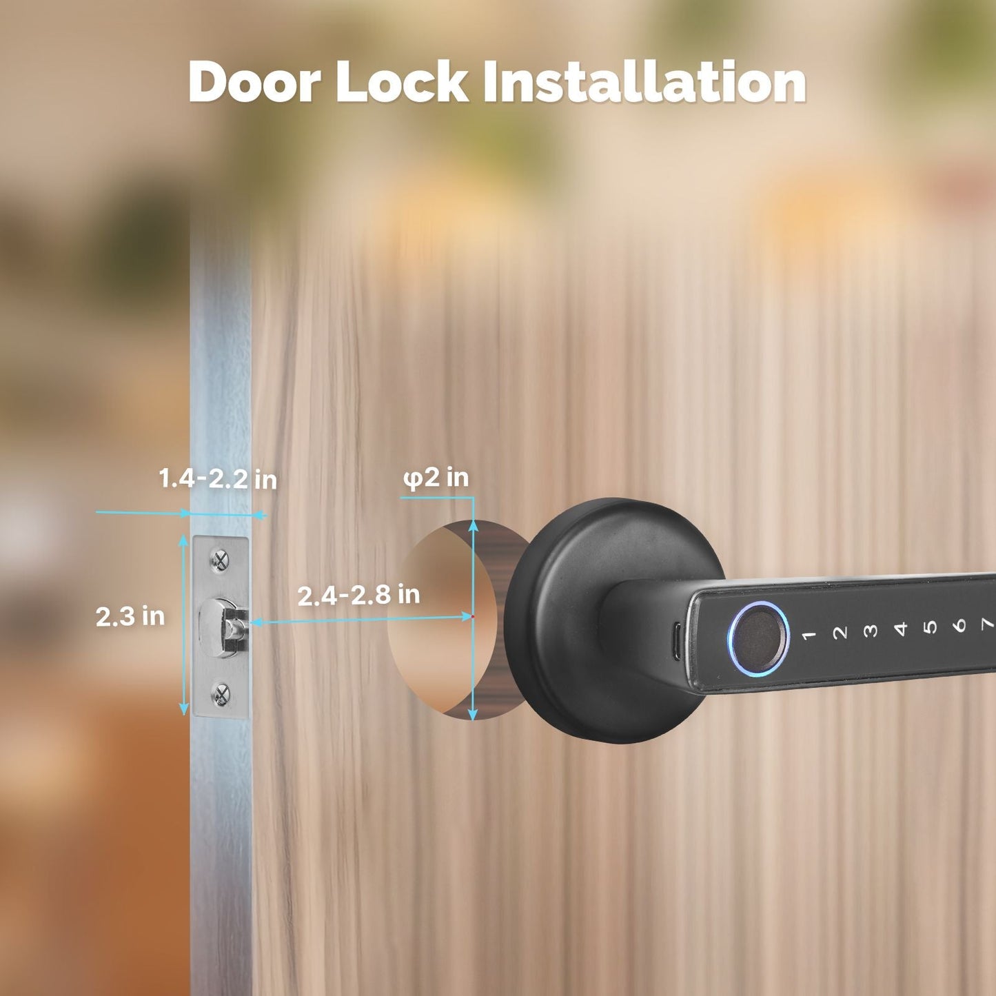 Bluetooth Smart Door Lock with Passcode keypad, Biometric Entry Doorknob with Handle - MOES