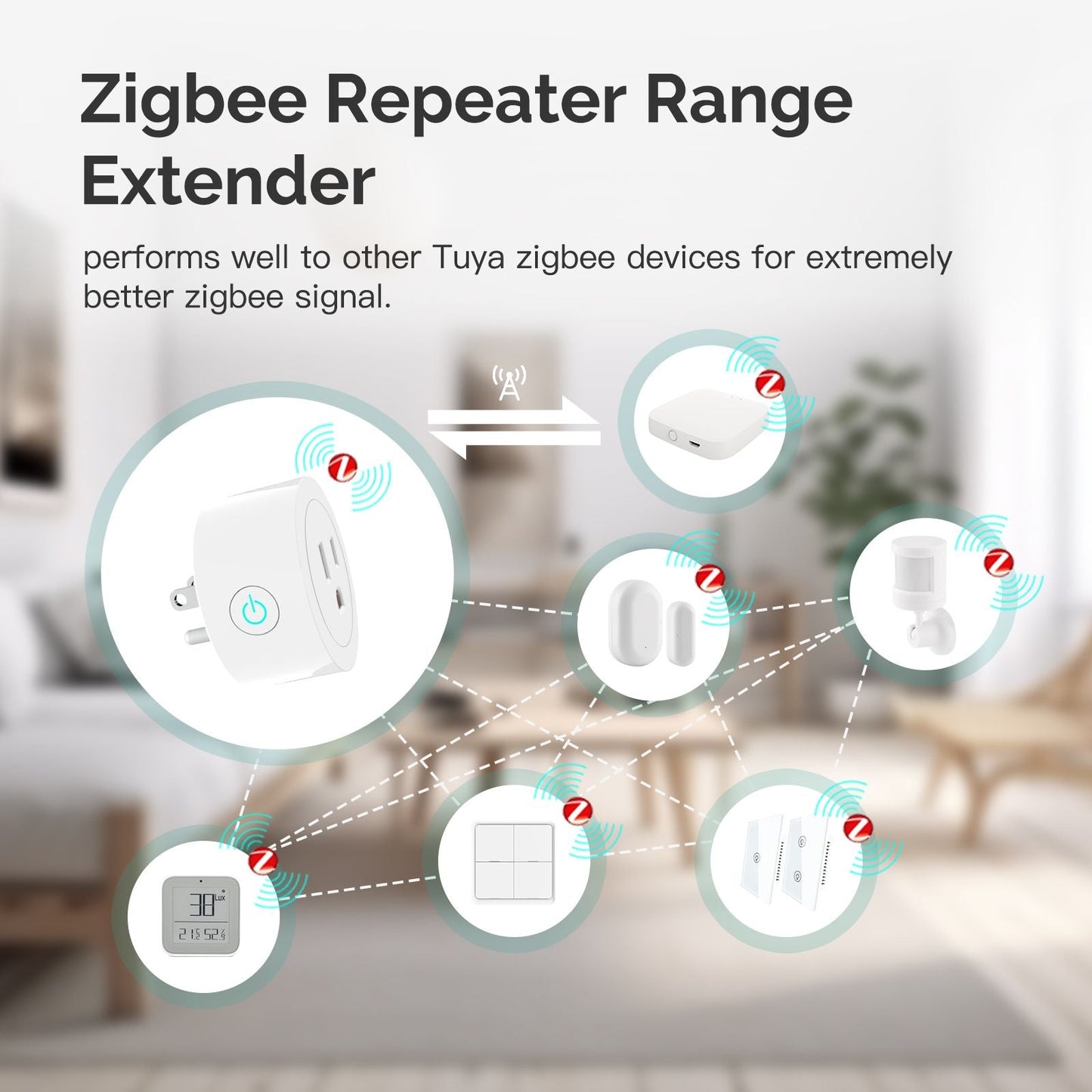 Energy Monitoring Smart Zigbee Plug Work as Repeater Range Extender US/EU/UK - MOES