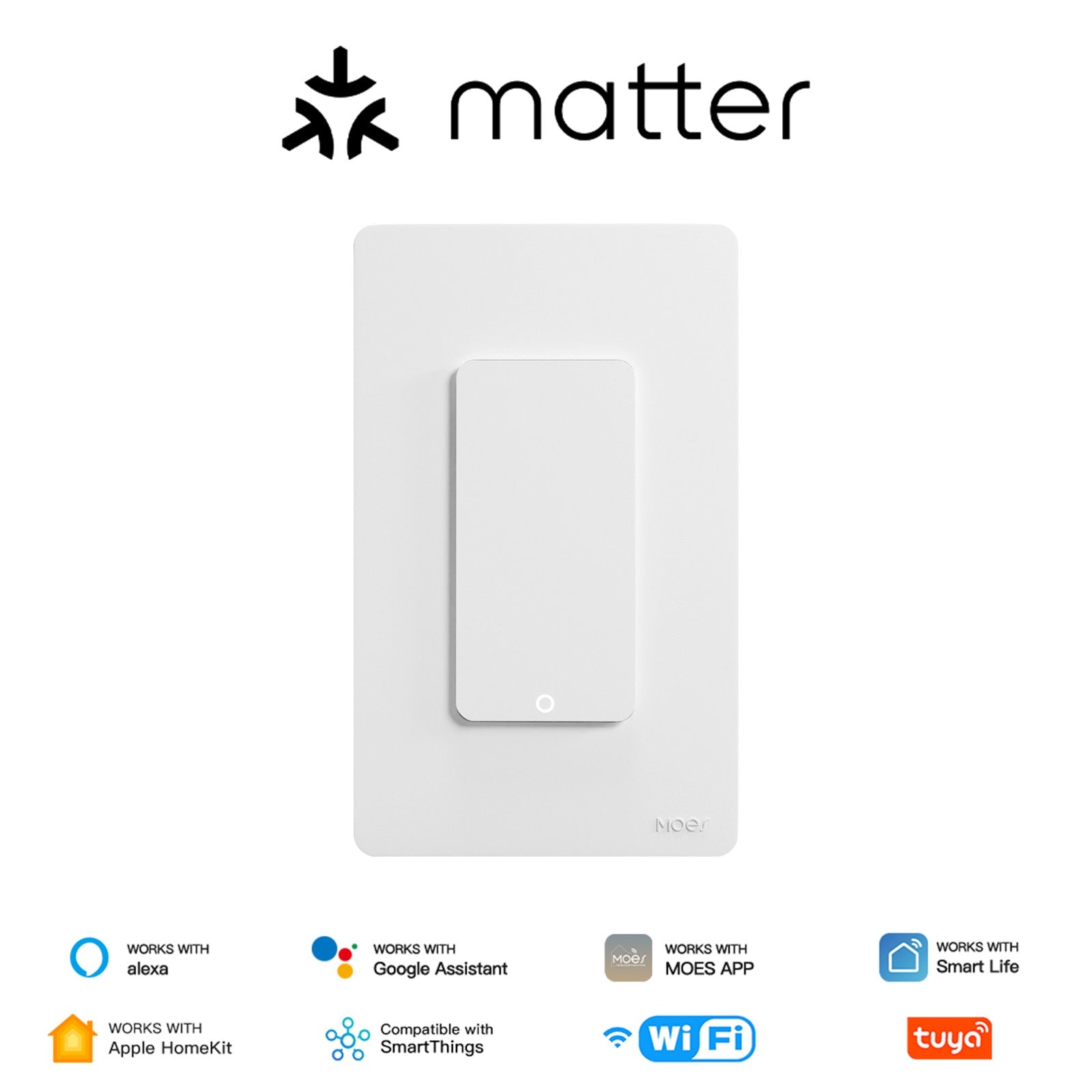 Matter WiFi Smart Light Button Switch App Control Neutral Wire Required US Standard - MOES