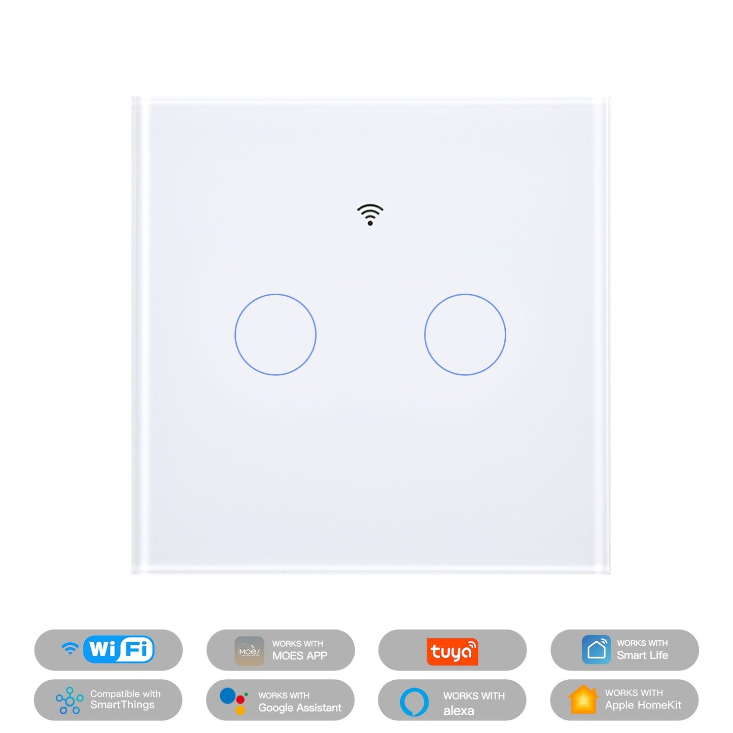 Matter WiFi Smart Light Switch Glass Panel Neutral Wire Required EU Standard - MOES