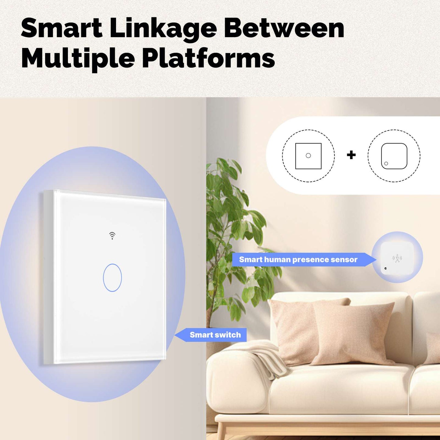 Matter WiFi Smart Light Switch Glass Panel Neutral Wire Required EU Standard - MOES