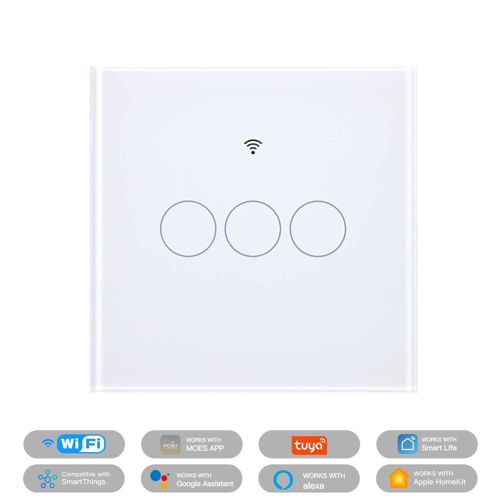 Matter WiFi Smart Light Switch Glass Panel Neutral Wire Required EU Standard - MOES