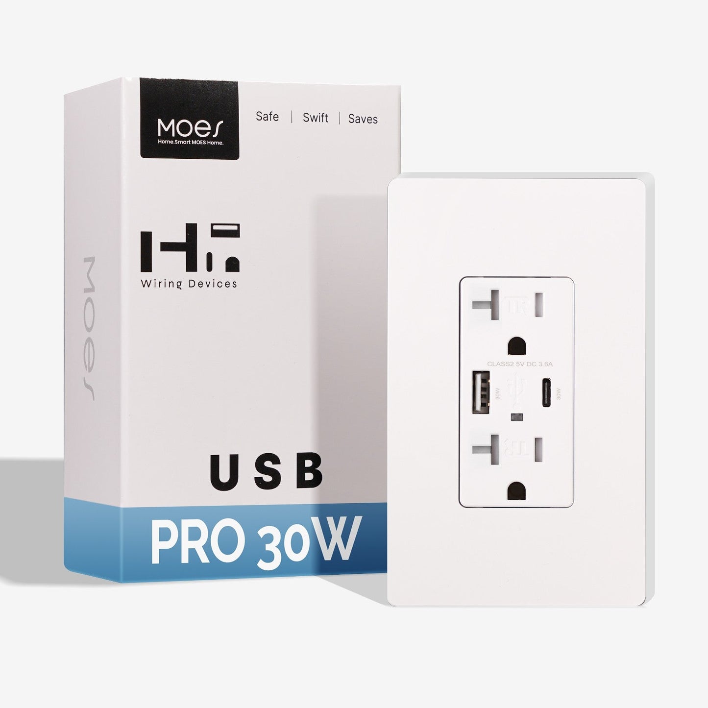 MOES 30W Power Delivery USB C Wall Electrical Outlet 20 Amp - MOES