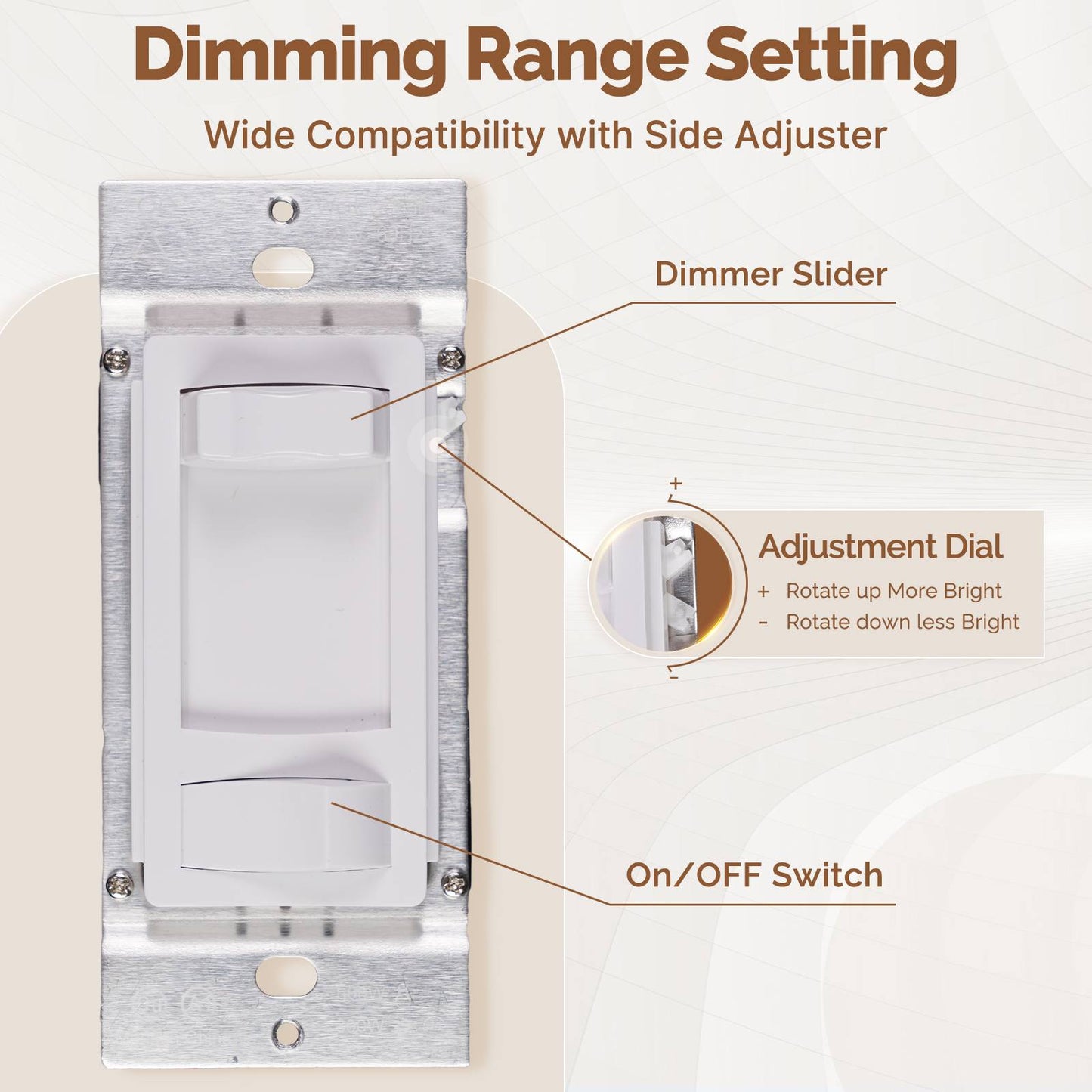 MOES Dimmer Light Switch Single Pole/3 - Way for LED/Incandescent/CFL - MOES