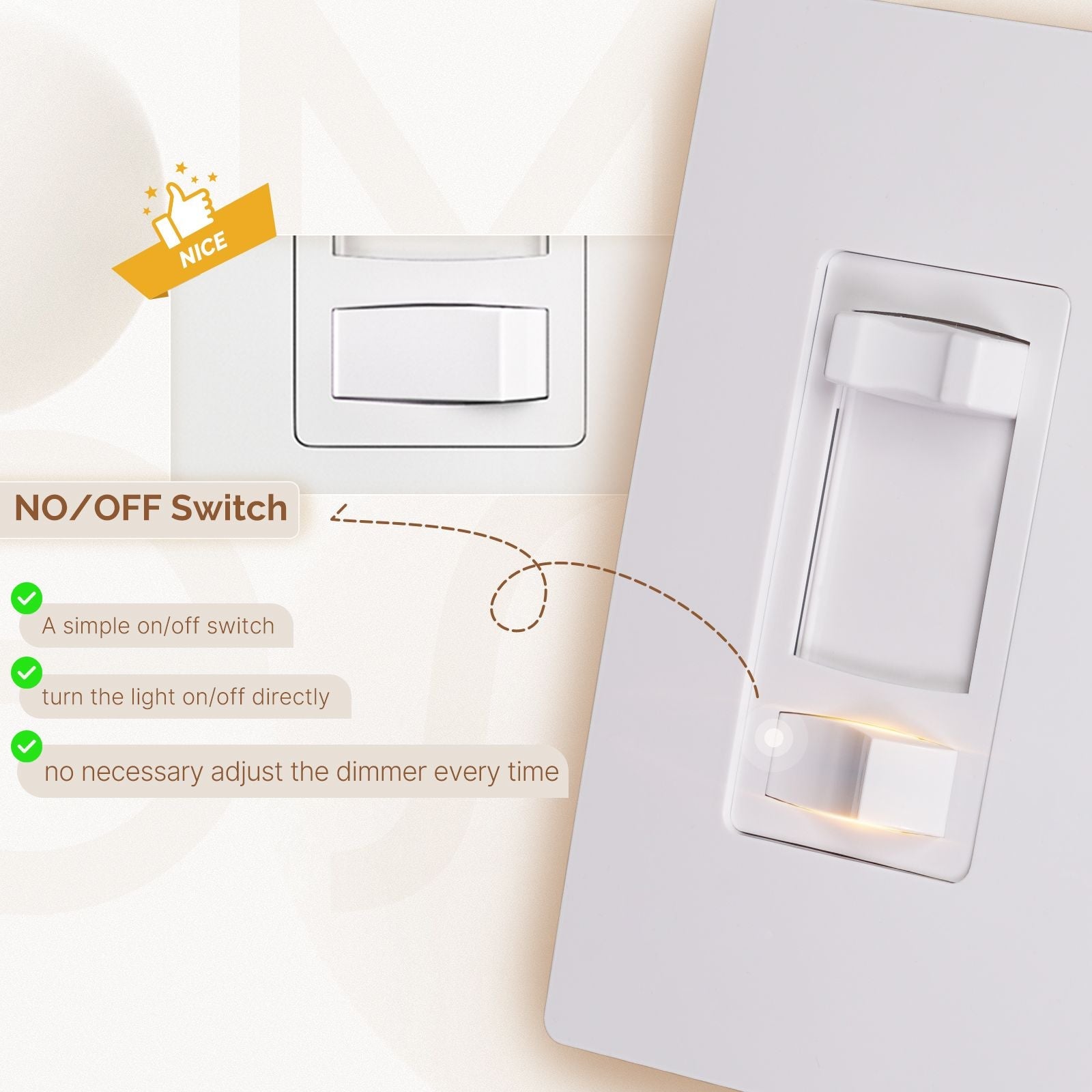 MOES Dimmer Light Switch Single Pole/3 - Way for LED/Incandescent/CFL - MOES