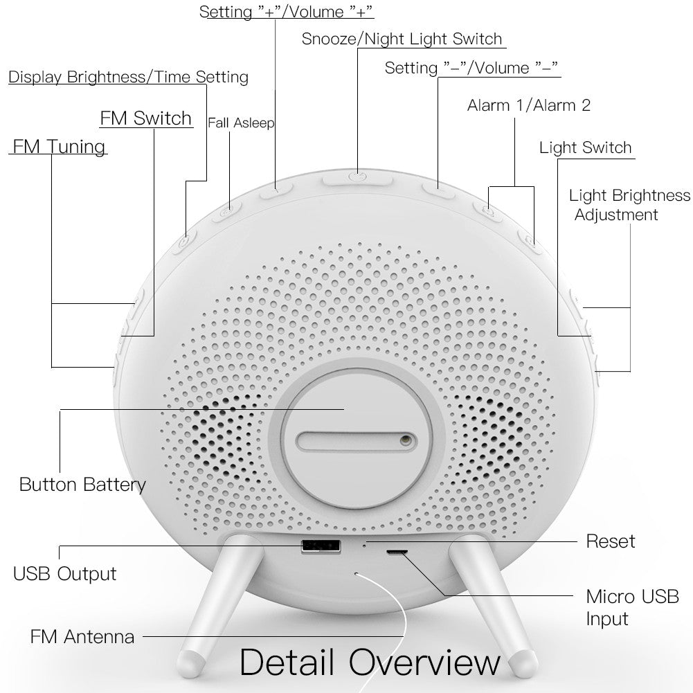 MOES WiFi Smart Clock Wake Up 7 Colors Light Natural Sound Clock With FM Radio - MOES