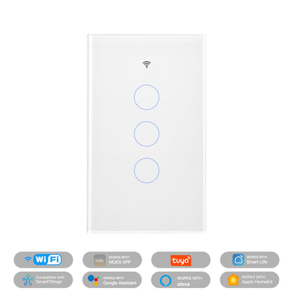 Matter WiFi Smart Light Switch Glass Panel Neutral Wire Required US Standard