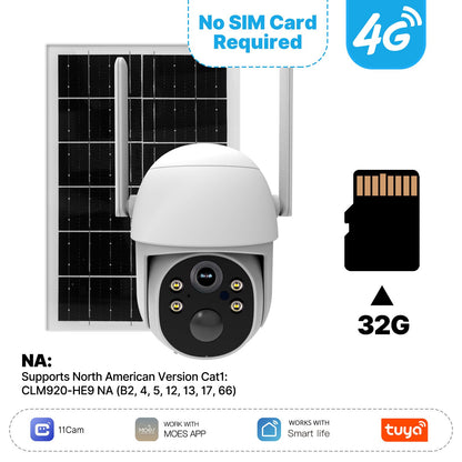 MOES 4G Solar Outdoor Security Camera,7800mAh+7W Solar Panel,IP65 Waterproof,360°PTZ,No SIM Required(NA Version)
