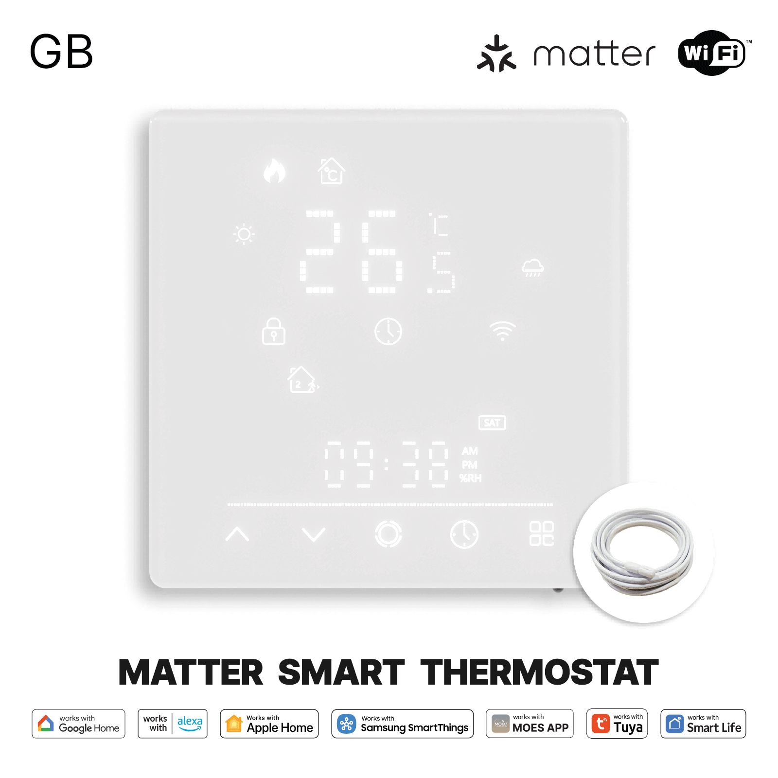 Smart Thermostat Matter WiFi Temperature Controller Water - Main Image
