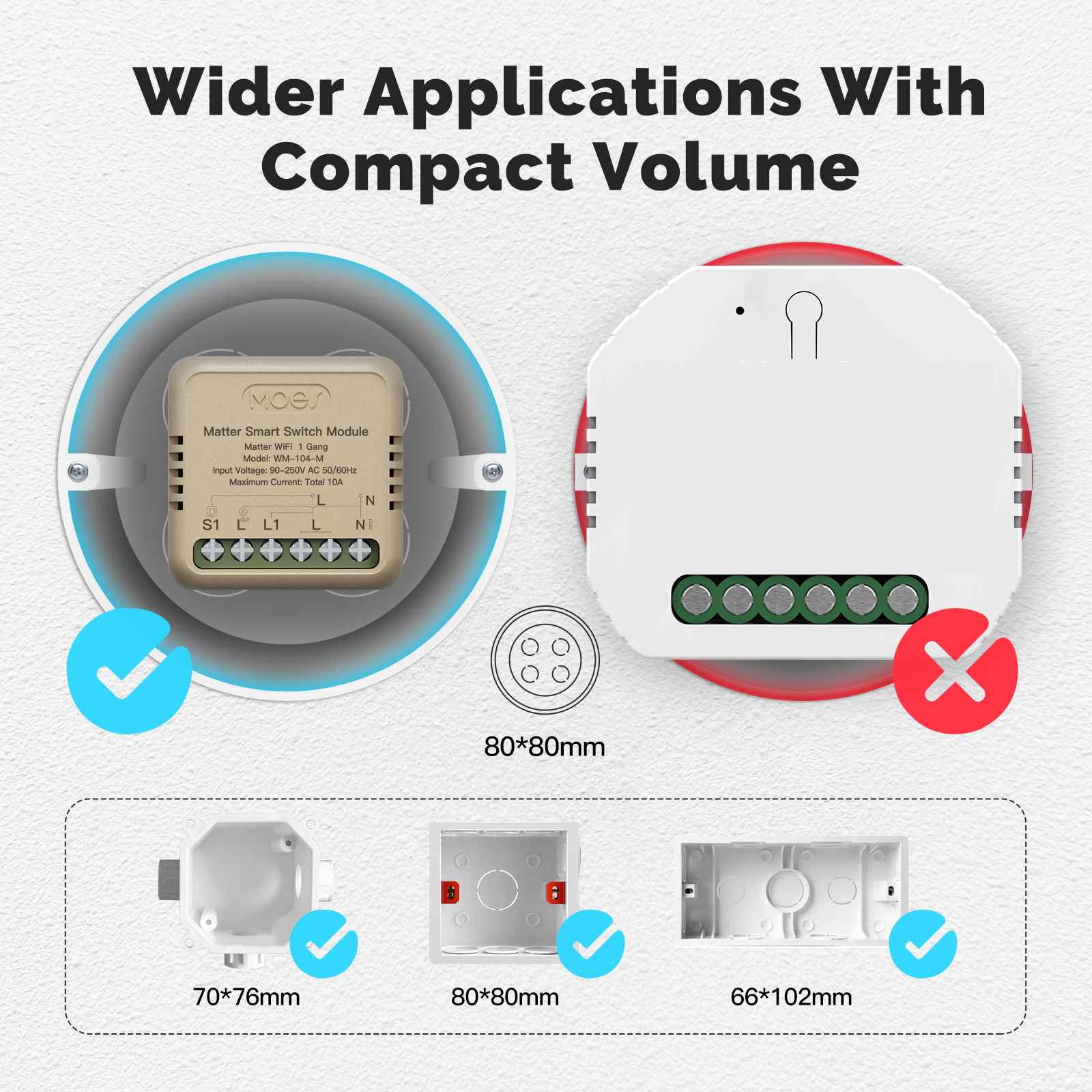 WiFi Matter Mini Smart Switch Module Relay Timer DIY Home Automation - MOES