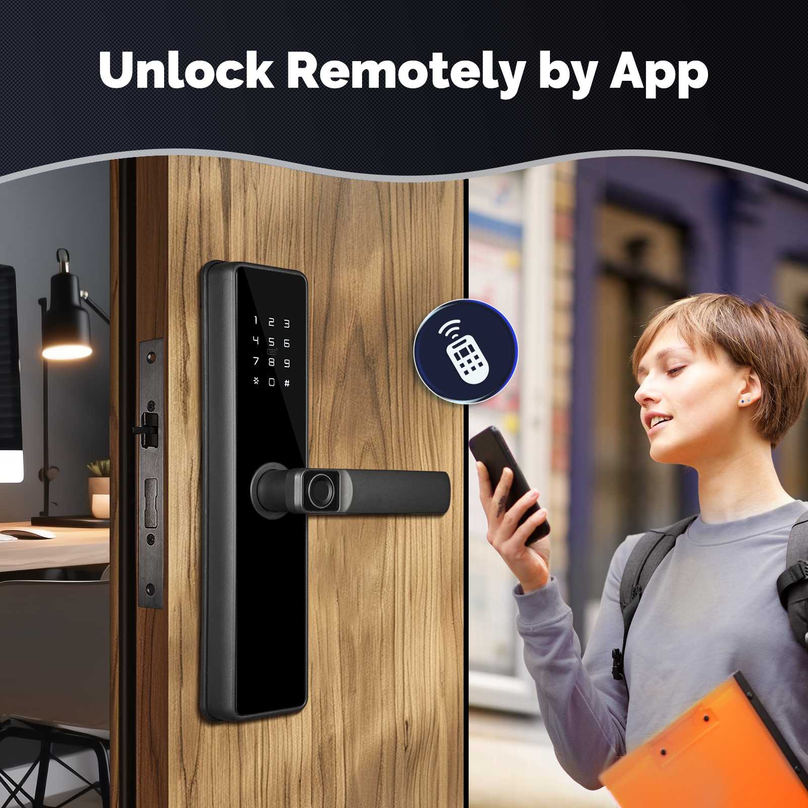 WiFi Smart Door Lock Fingerprint Remote Unlock Antihijack Tamper Alarm Multiple Unlocking - MOES