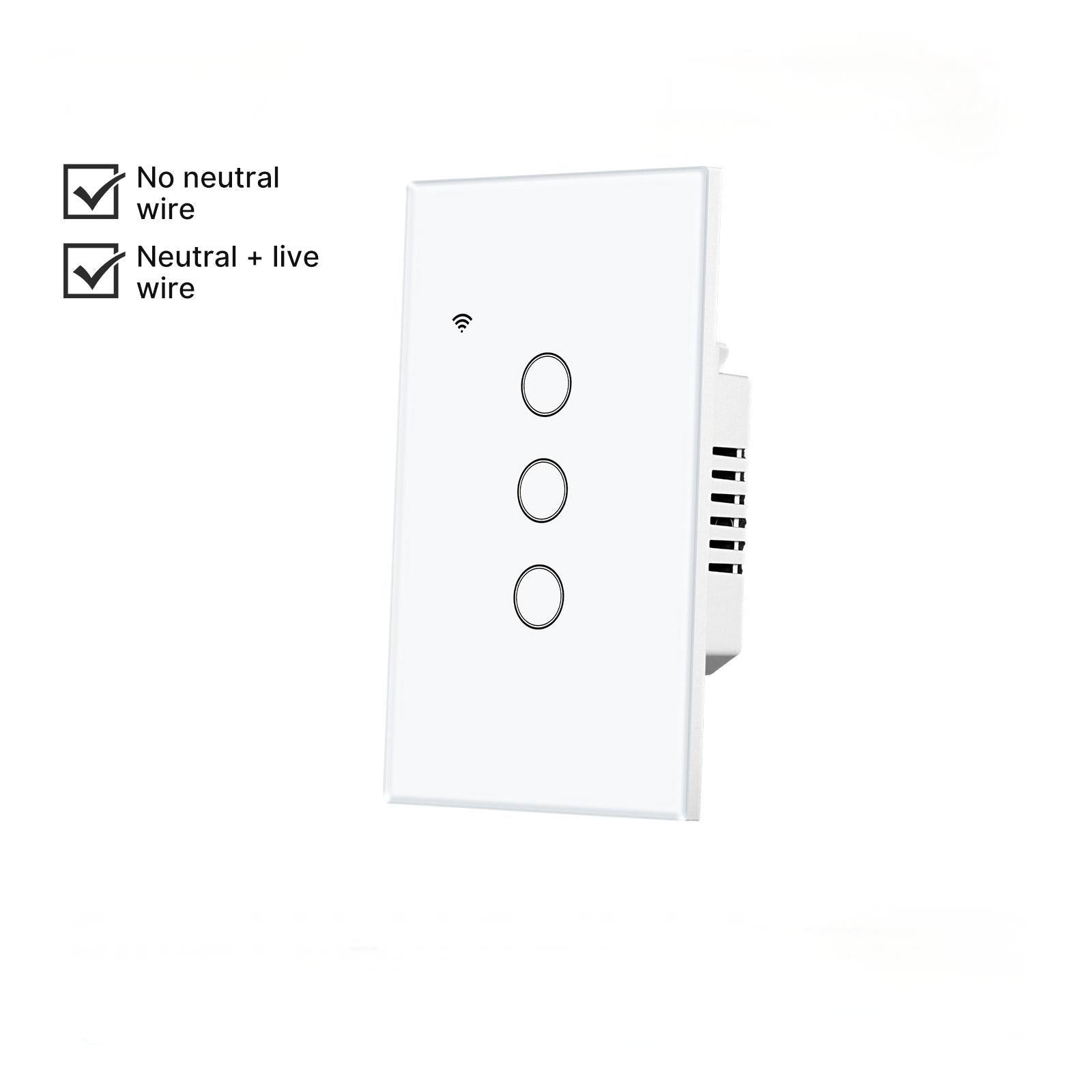 WiFi Smart Light Switch Wall Touch Glass Switch No Neutral