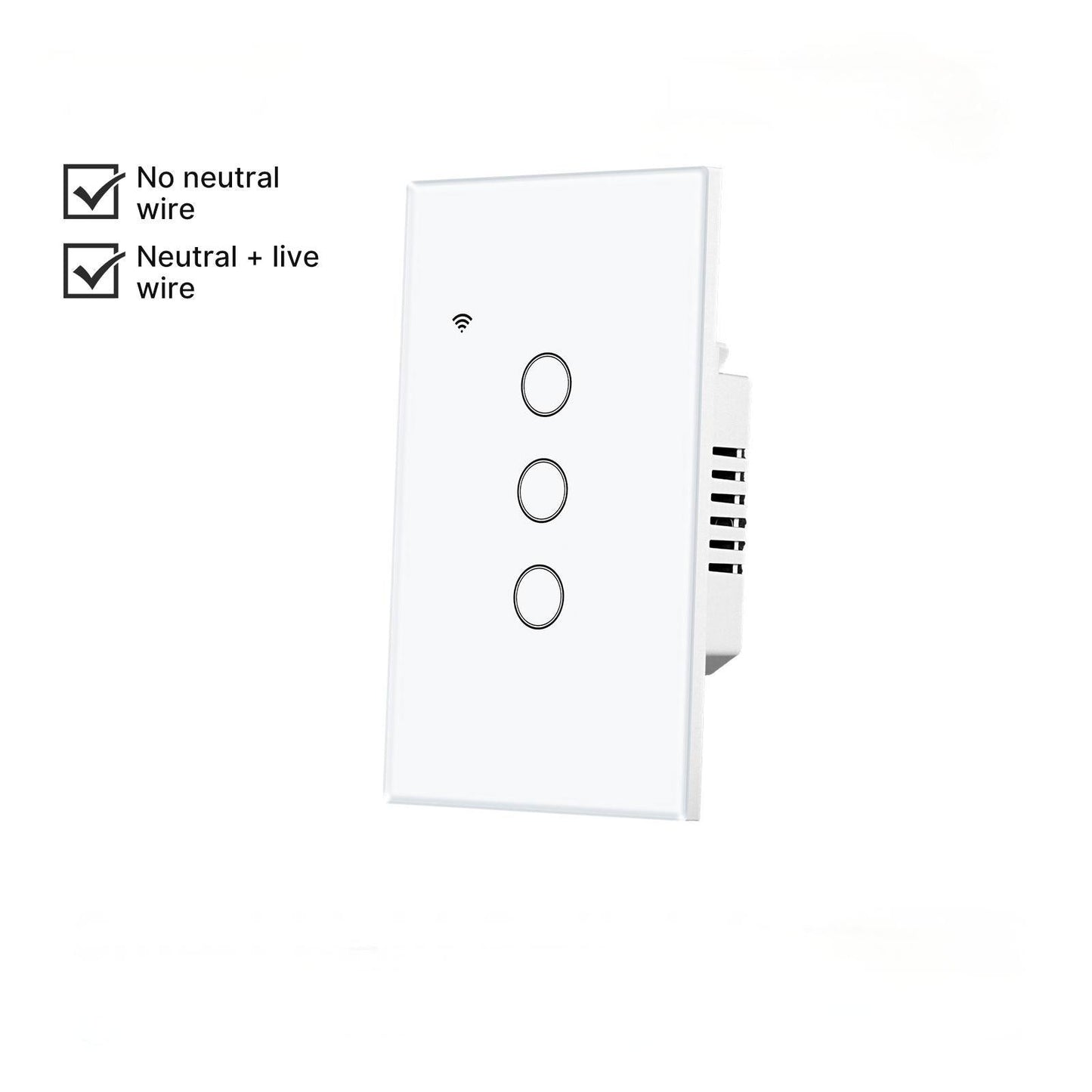 WiFi Smart Light Switch Wall Touch Glass Switch No Neutral Wire Required US Standard - MOES