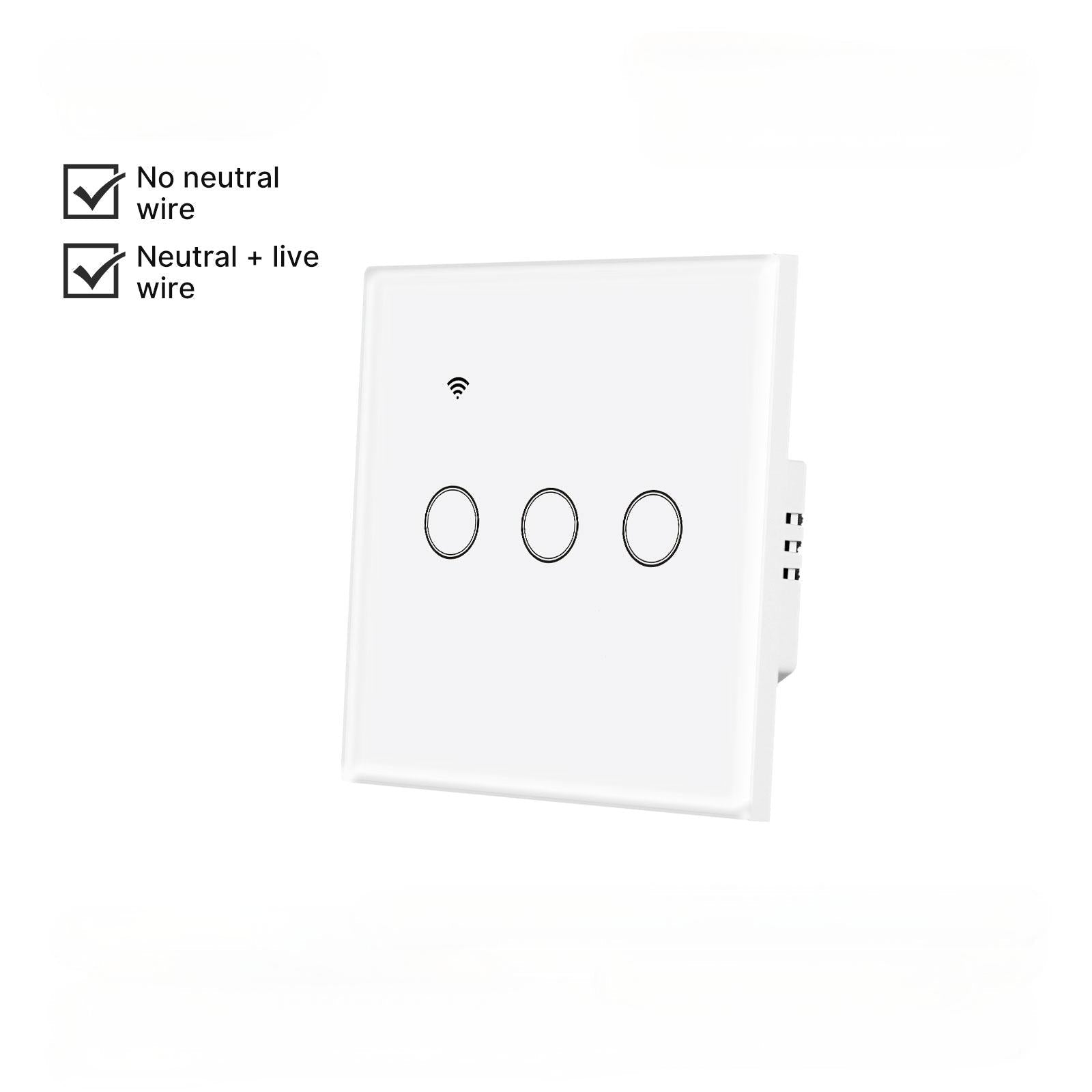 WiFi Smart Light Wall Touch Switch No Neutral Wire Required EU Standard - MOES