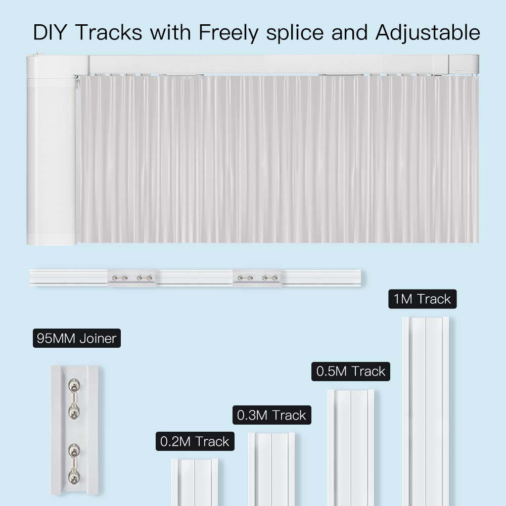WiFi Smart Electric Motorized Splicing Curtain Tracks System,Tuya Curtain Motor with DIY Track  RF Remote