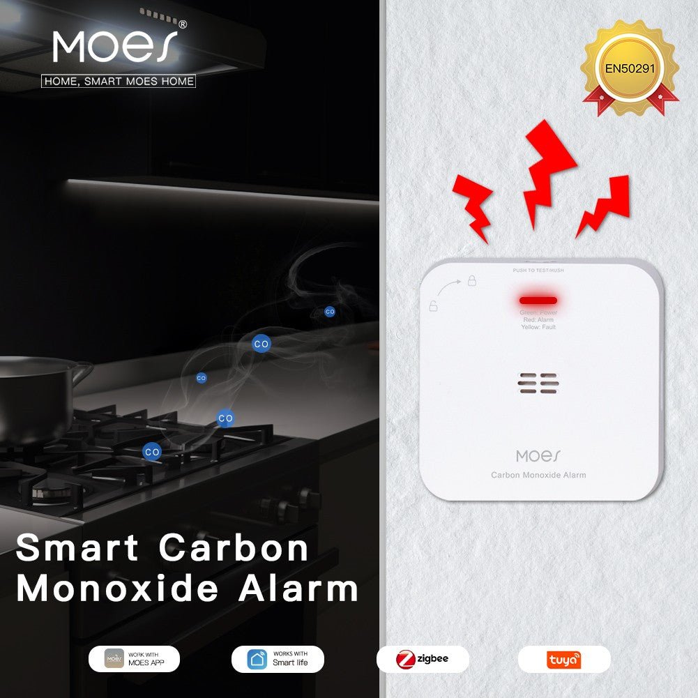 ZigBee CO Detector Alarm Wireless Gas Leak Carbon Monoxide Sensor - MOES