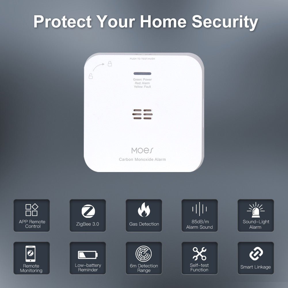 ZigBee CO Detector Alarm Wireless Gas Leak Carbon Monoxide Sensor - MOES