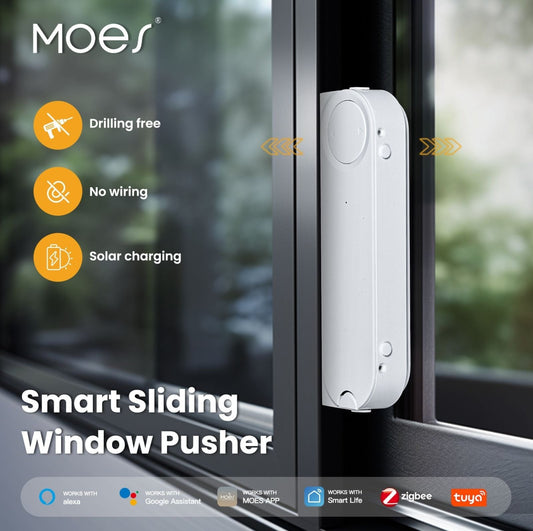 ZigBee Smart Sliding Window Pusher Automatic Opener Closer Solar Charging - MOES